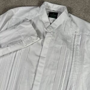 Guayaberas Auténtica Arte Textil Mens Dress Shirt 42 Cotton Linen Formal Large‎